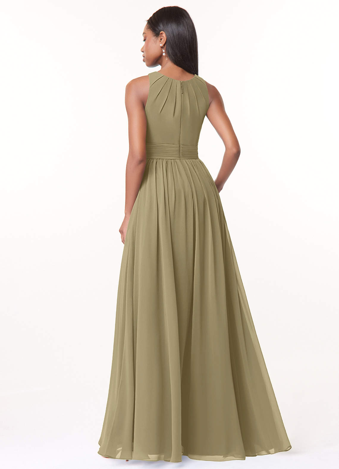 Harper A-Line Scoop-Neck Chiffon Bridesmaid Dress in Moss Green