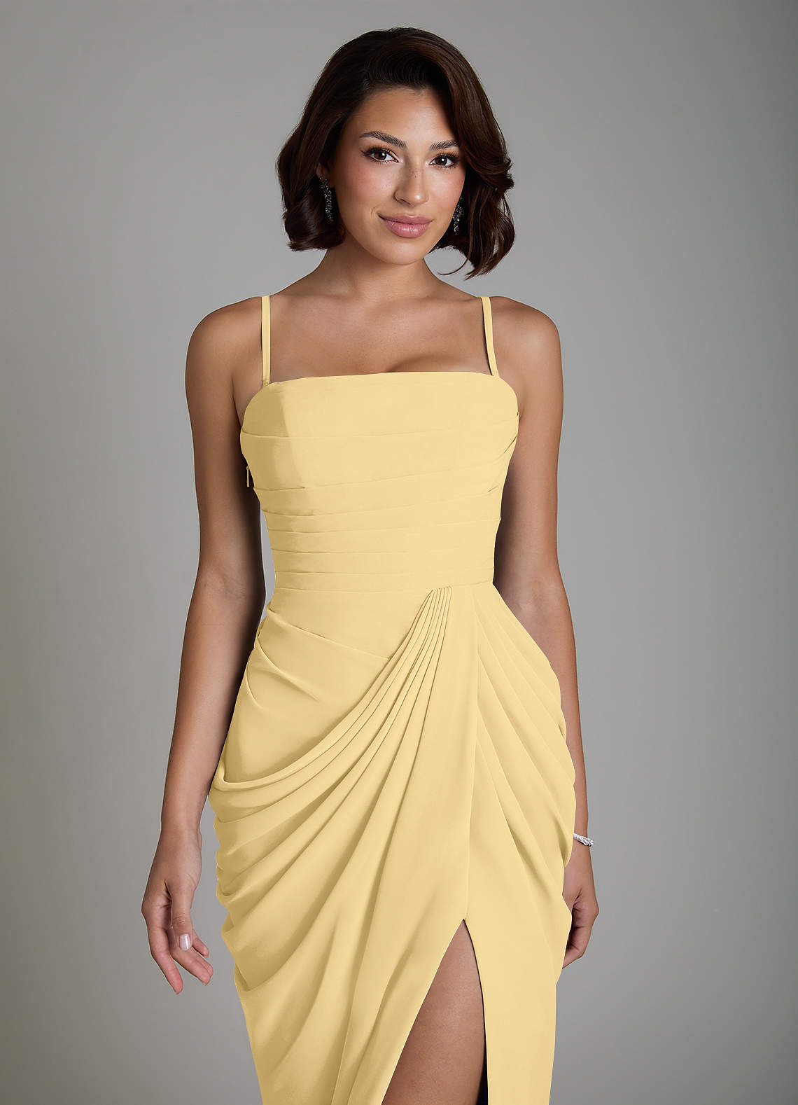Nyra Sheath Strapless Chiffon Bridesmaid Dress in Butter