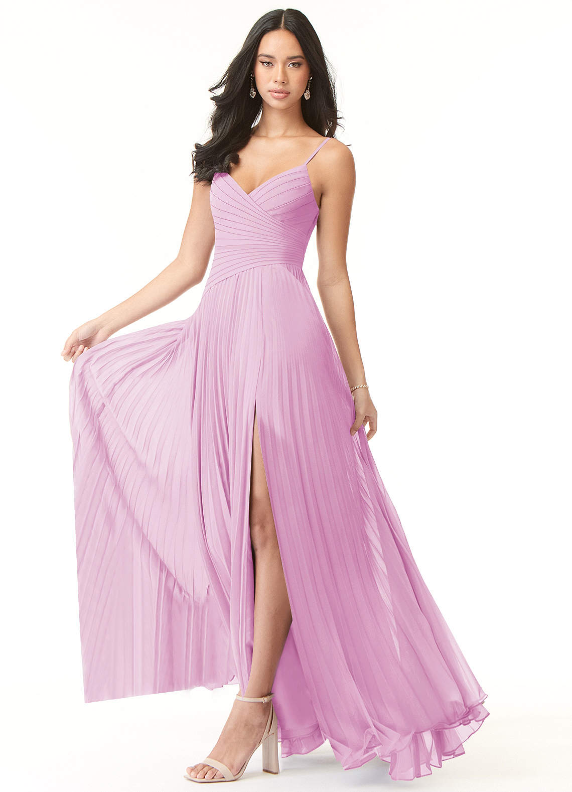 Vini A-Line V-Neck Chiffon Bridesmaid Dress in candy pink