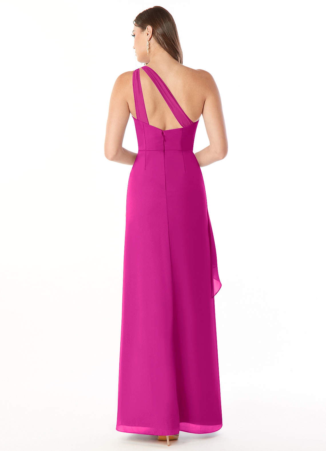 Maive Sheath One-Shoulder Chiffon Bridesmaid Dress in Fuchsia