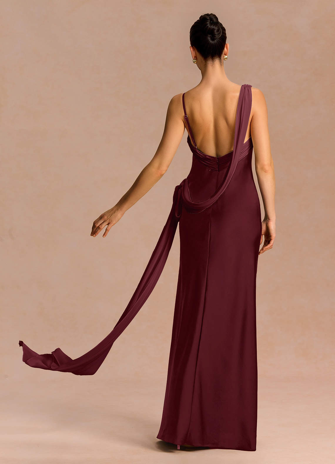 Ixchel A-Line Corset Crepe Chiffon Evening Dress in Wine
