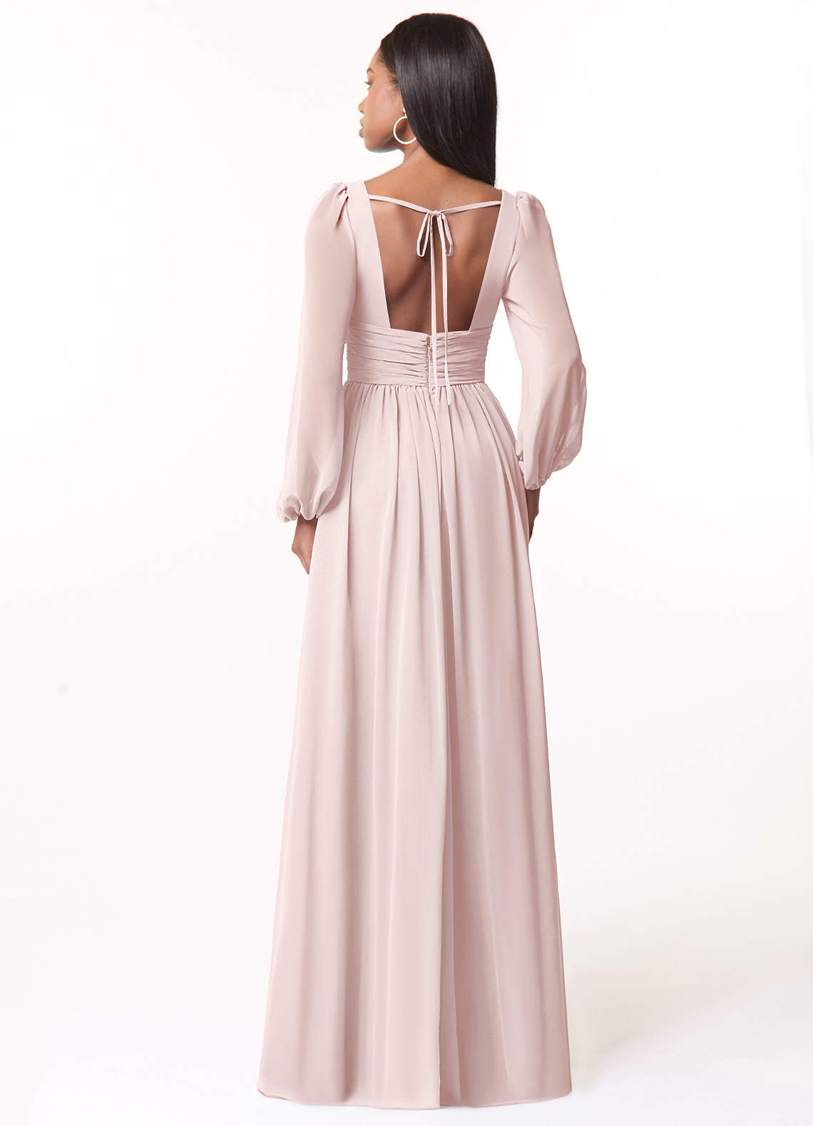 Norah A-Line V-Neck Chiffon Bridesmaid Dress in Blushing Pink
