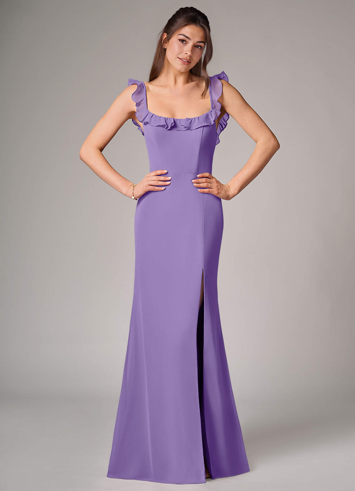 Callie Mermaid Scoop-Neck Chiffon Bridesmaid Dress in Tahiti