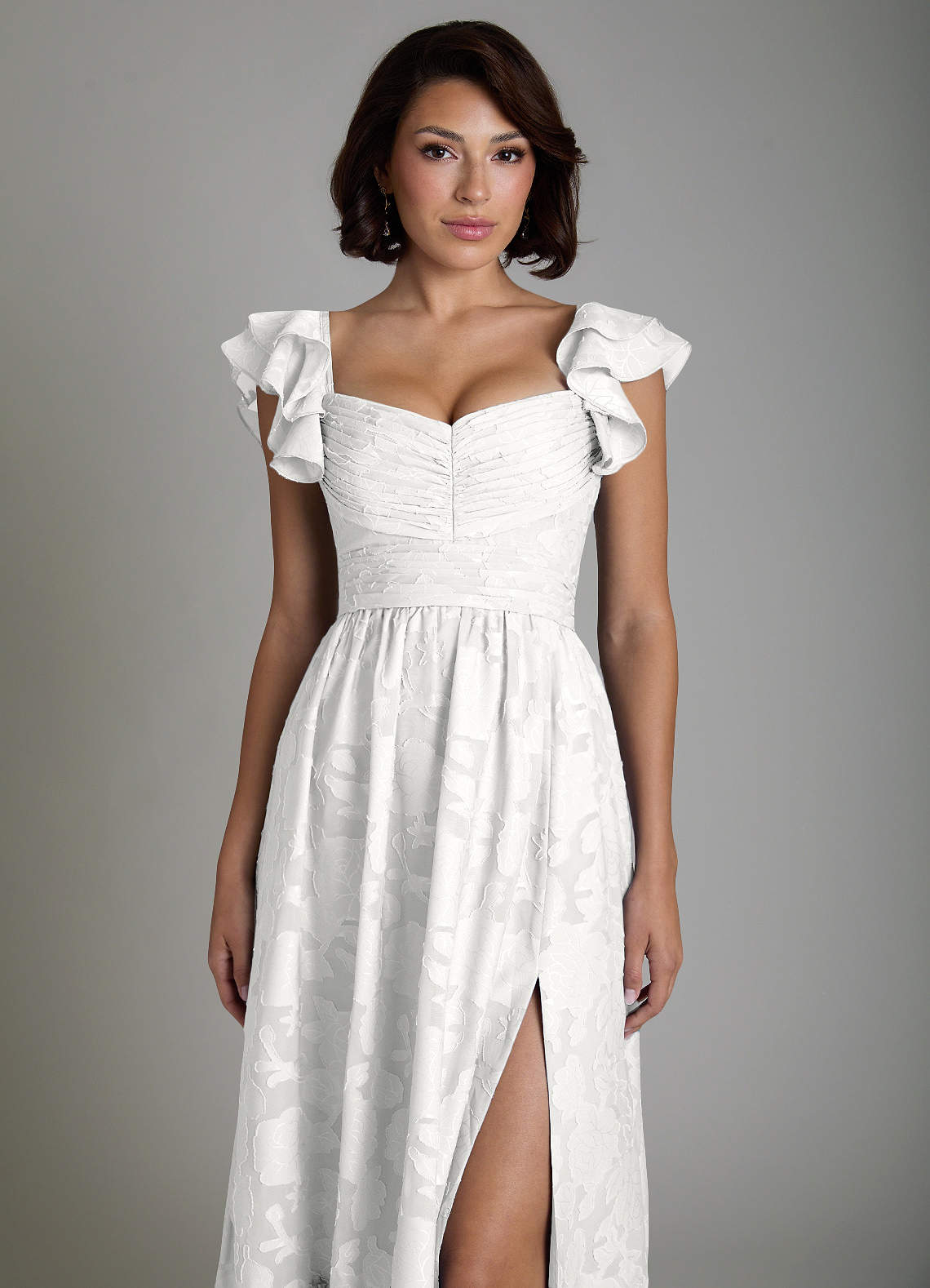 Anaya A-Line V-Neck Floral Burnout Bridesmaid Dress in white