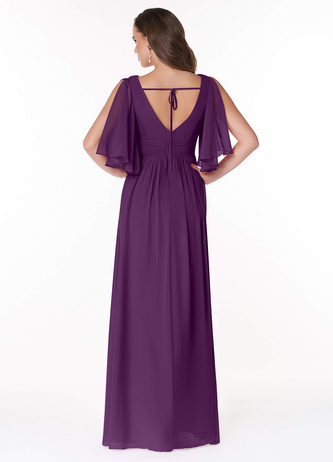 Temeka A-Line V-Neck Chiffon Bridesmaid Dress in Grape