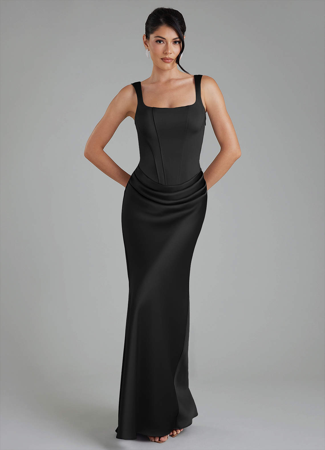 Etta Mermaid Square-Neck Stretch Satin Bridesmaid Dress