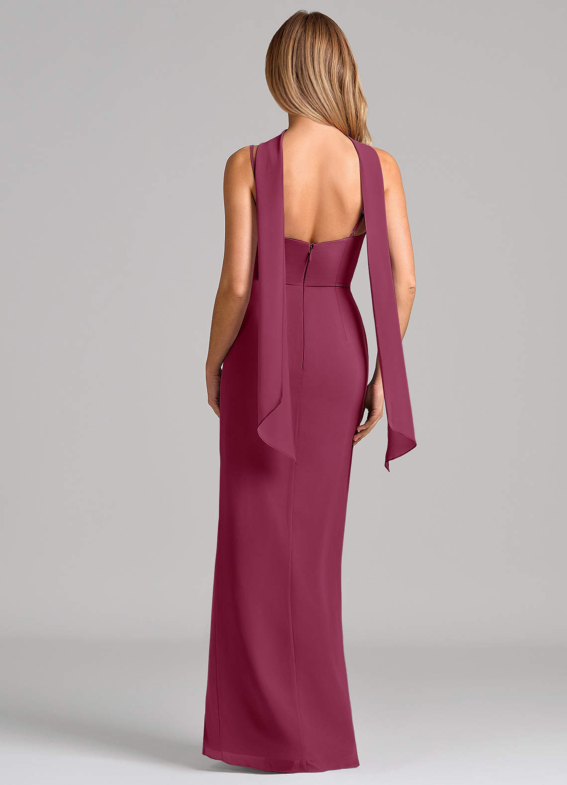 Calandra Sheath Scoop-Neck Chiffon Bridesmaid Dress in Mulberry