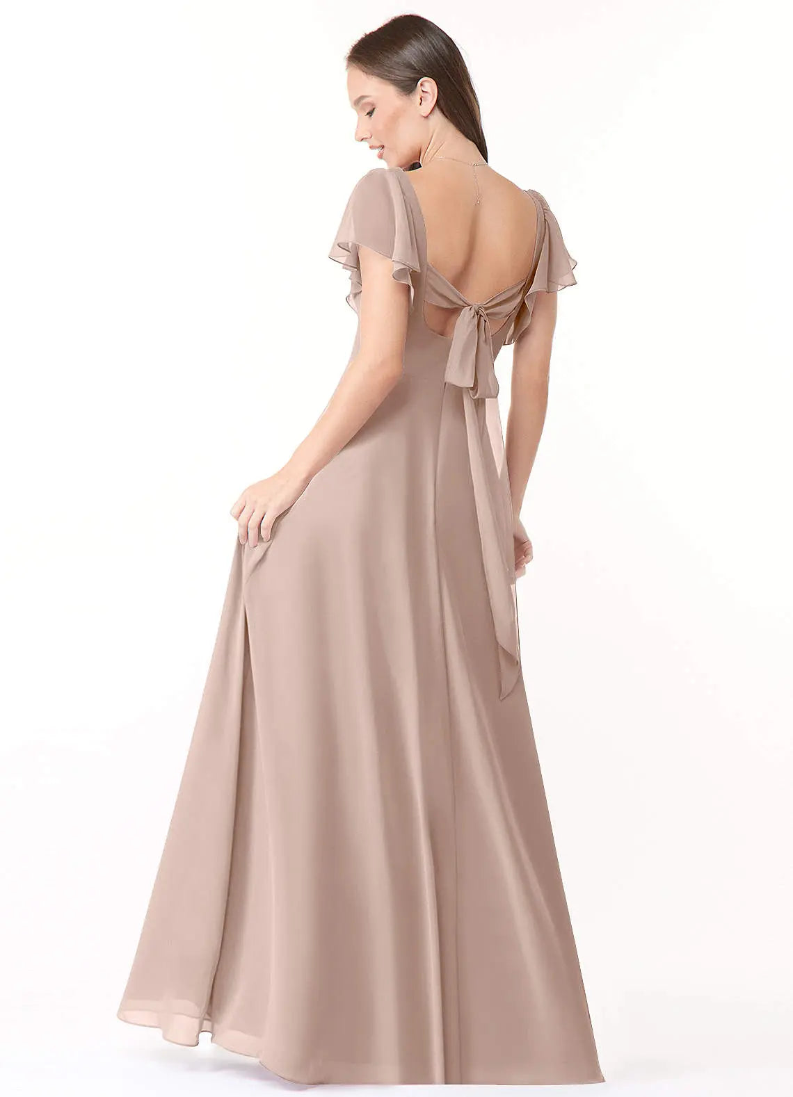 Syenna A-Line V-Neck Chiffon Bridesmaid Dress in English Rose