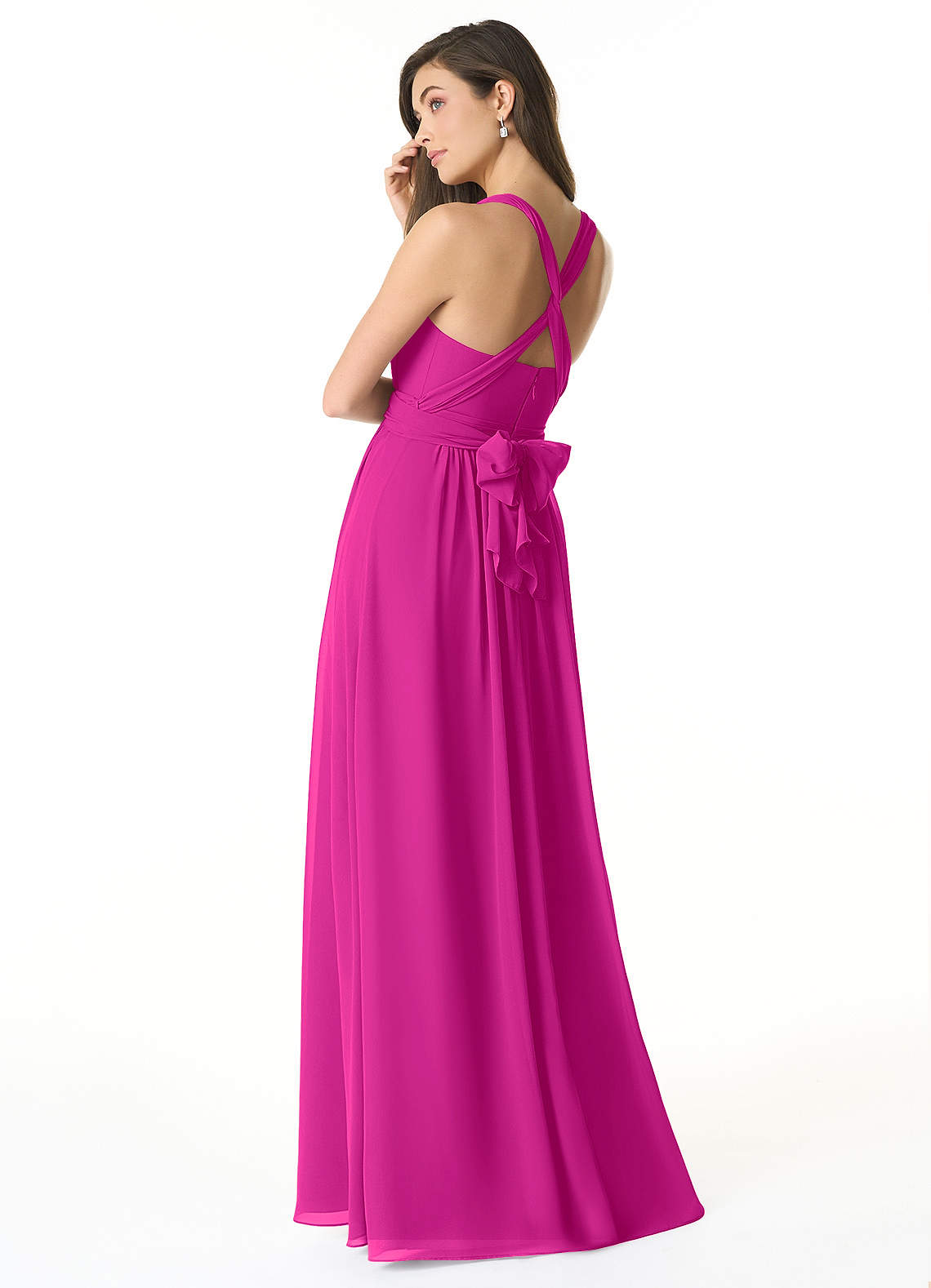 Olani A-Line V-Neck Chiffon Bridesmaid Dress in Fuchsia