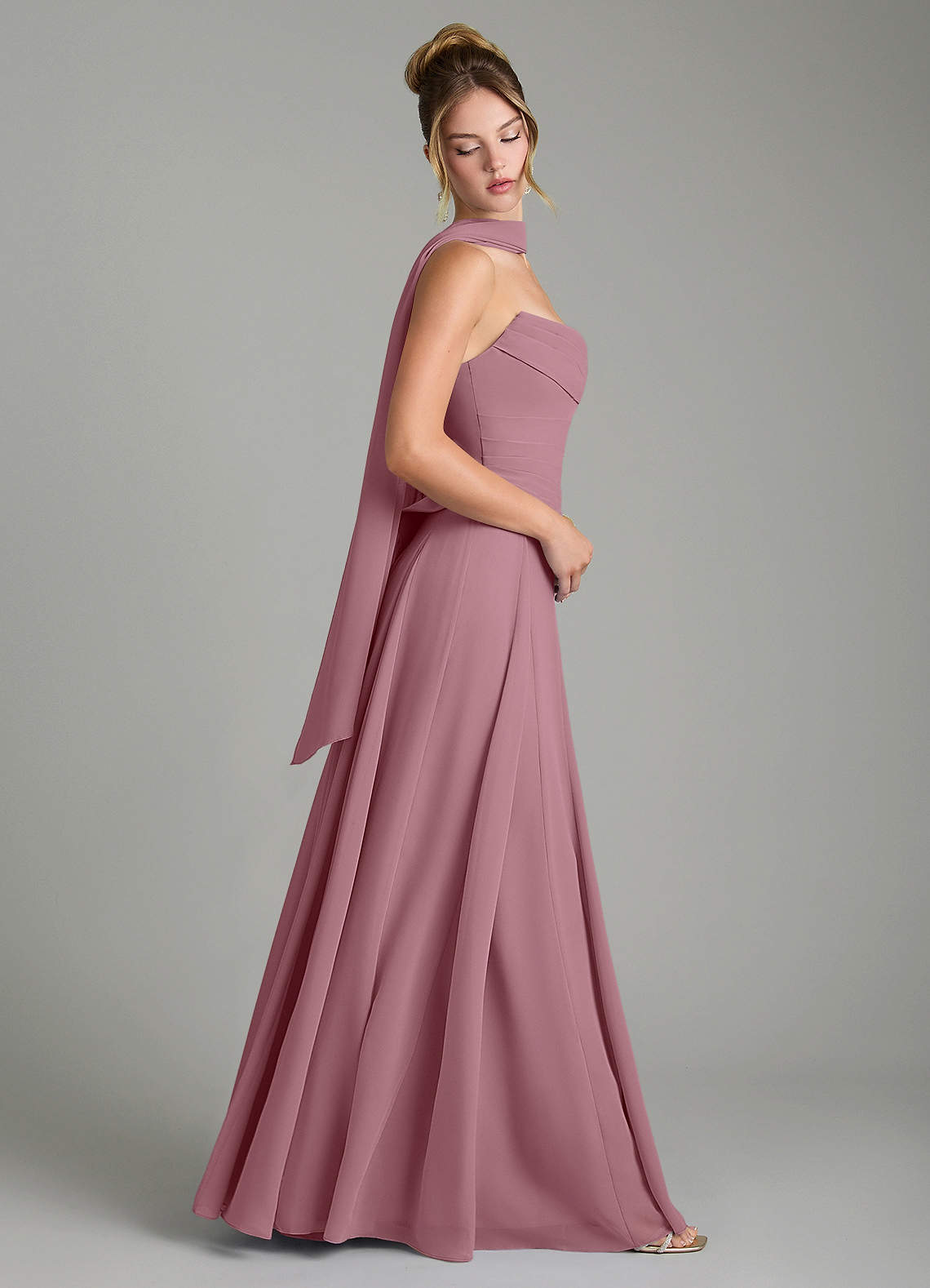 Gabriela A-Line Cowl-Neck Chiffon Bridesmaid Dress in Vintage Mauve