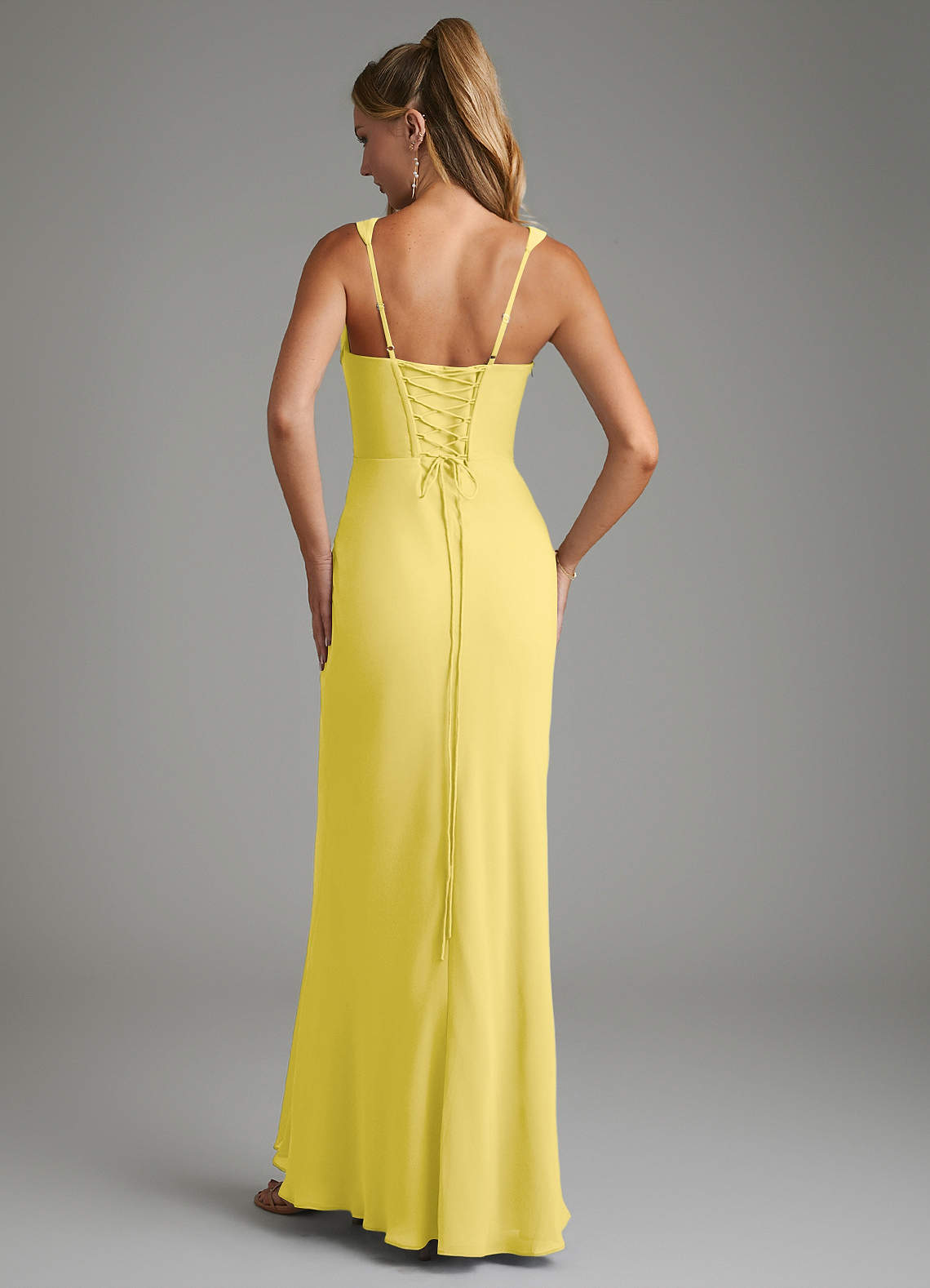 Asa Sheath Square-Neck Chiffon Bridesmaid Dress in Canary