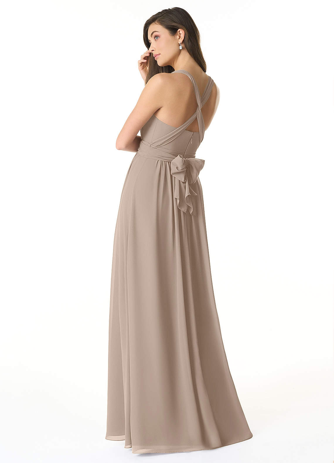 Olani A-Line V-Neck Chiffon Bridesmaid Dress in Taupe