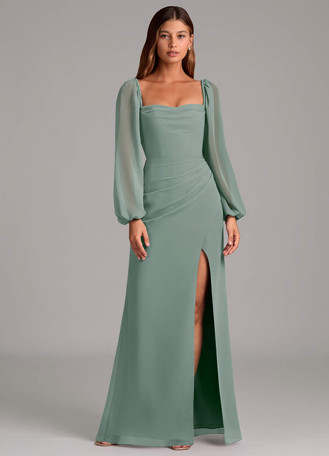 Brixley Mermaid Sweetheart Chiffon Bridesmaid Dress in Silver Sage
