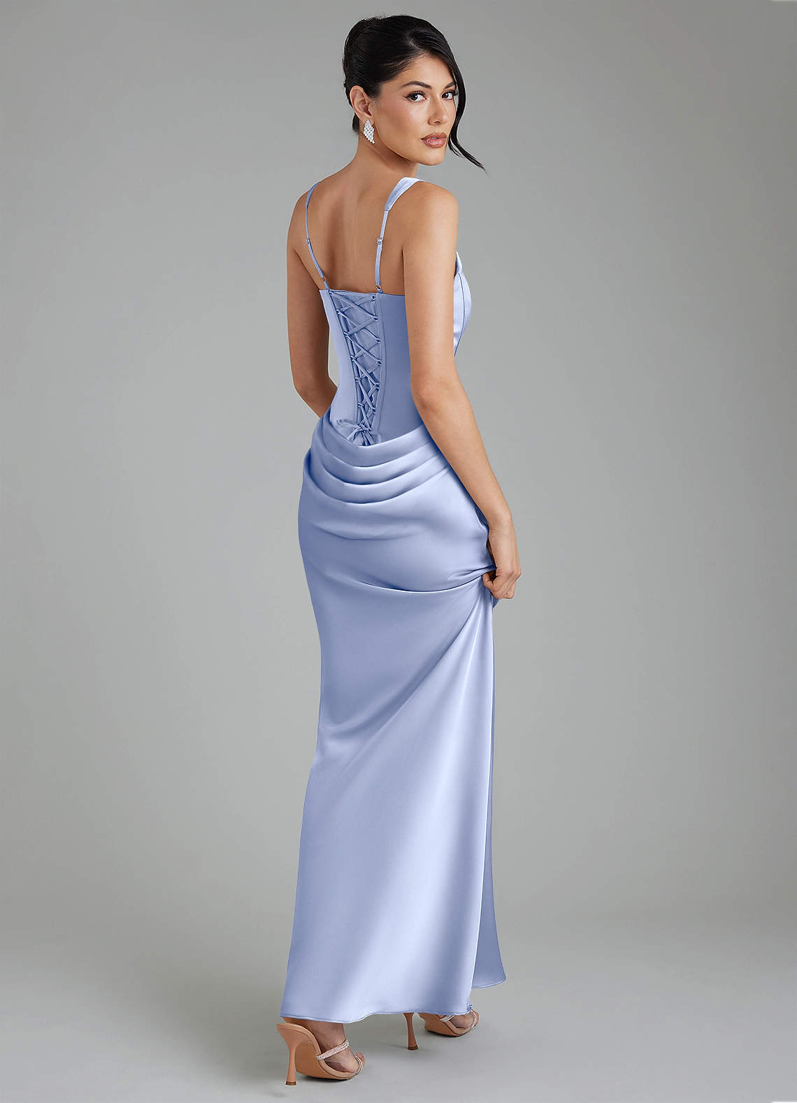 Etta Mermaid Square-Neck Stretch Satin Bridesmaid Dress in Ice