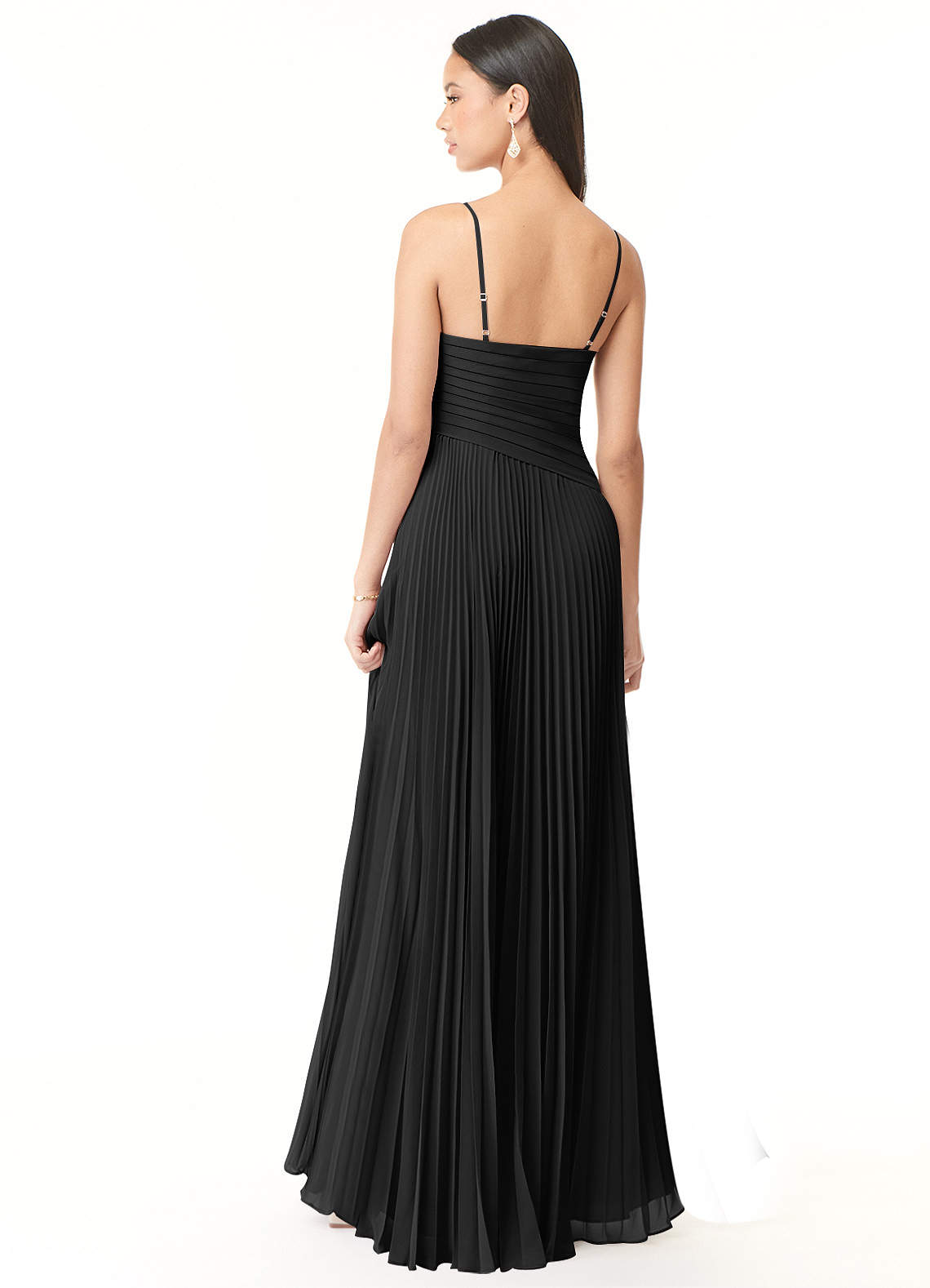 Vini A-Line V-Neck Chiffon Bridesmaid Dress in black
