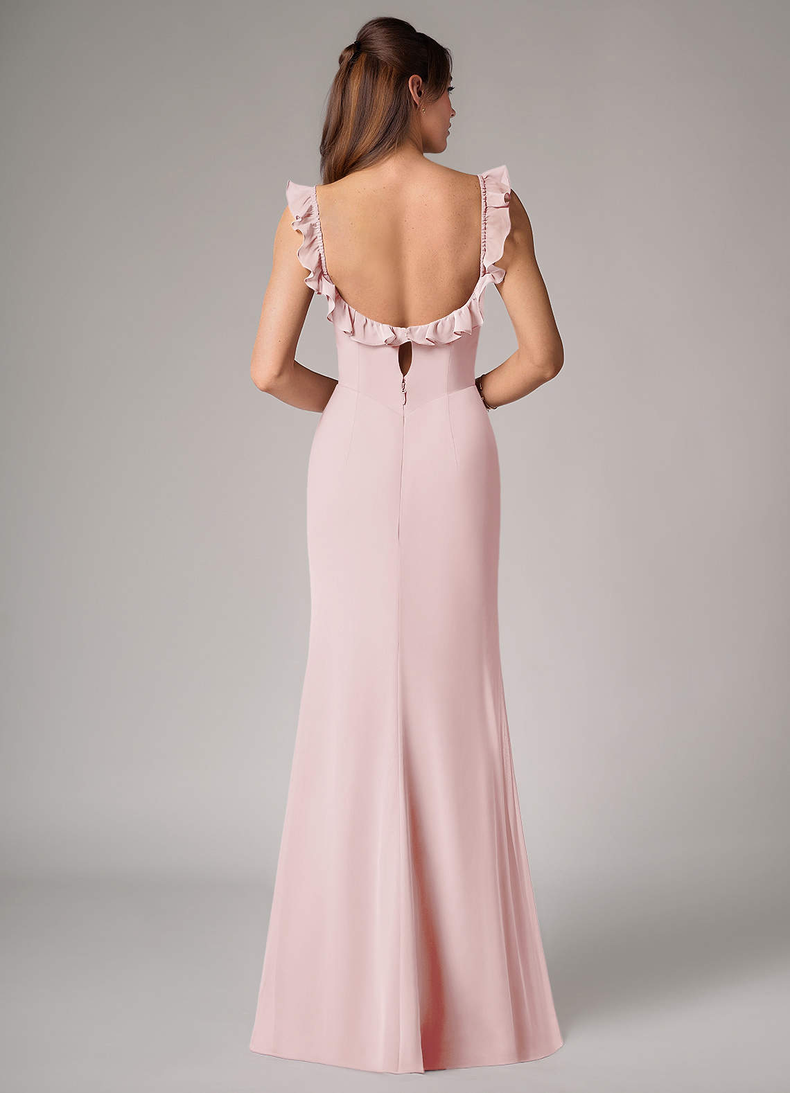Callie Mermaid Scoop-Neck Chiffon Bridesmaid Dress in Blushing Pink