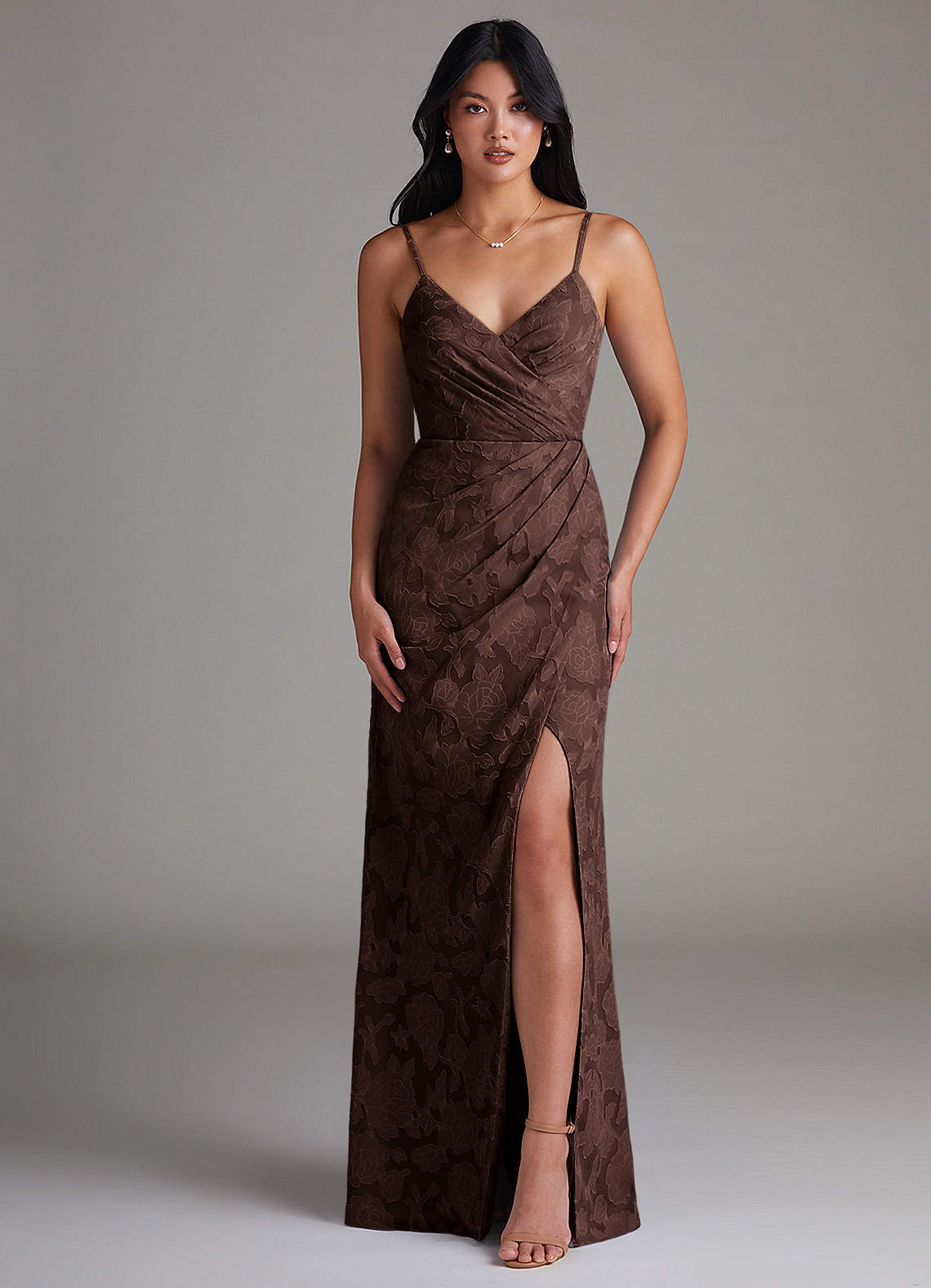 Maci Sheath V-Neck Floral Burnout Bridesmaid Dress