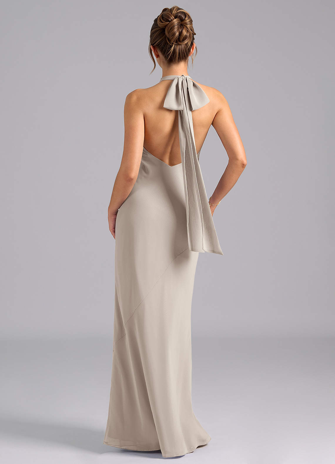 Velli Mermaid Halter Chiffon Bridesmaid Dress in Frost