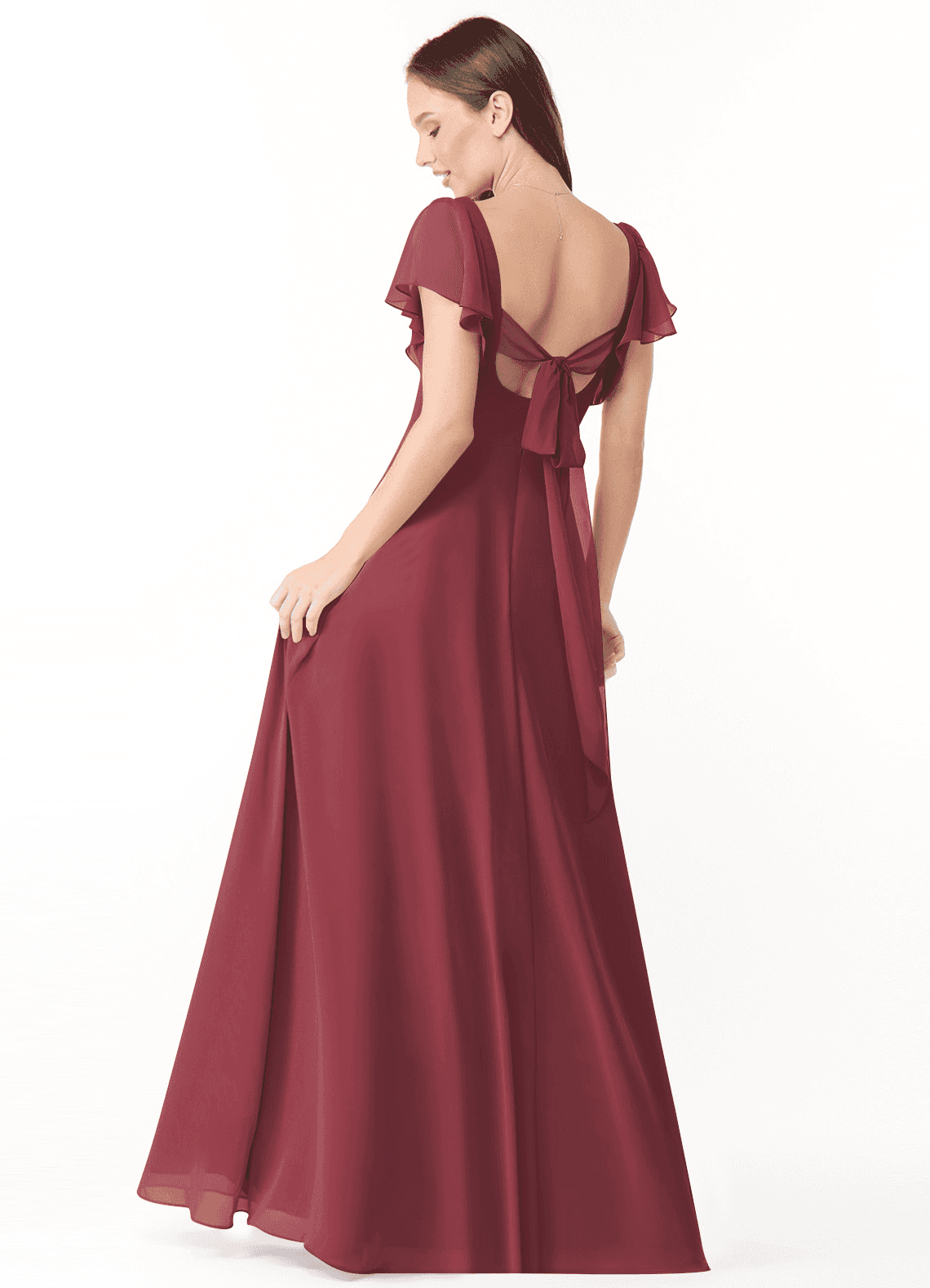 Syenna A-Line V-Neck Chiffon Bridesmaid Dress in Merlot