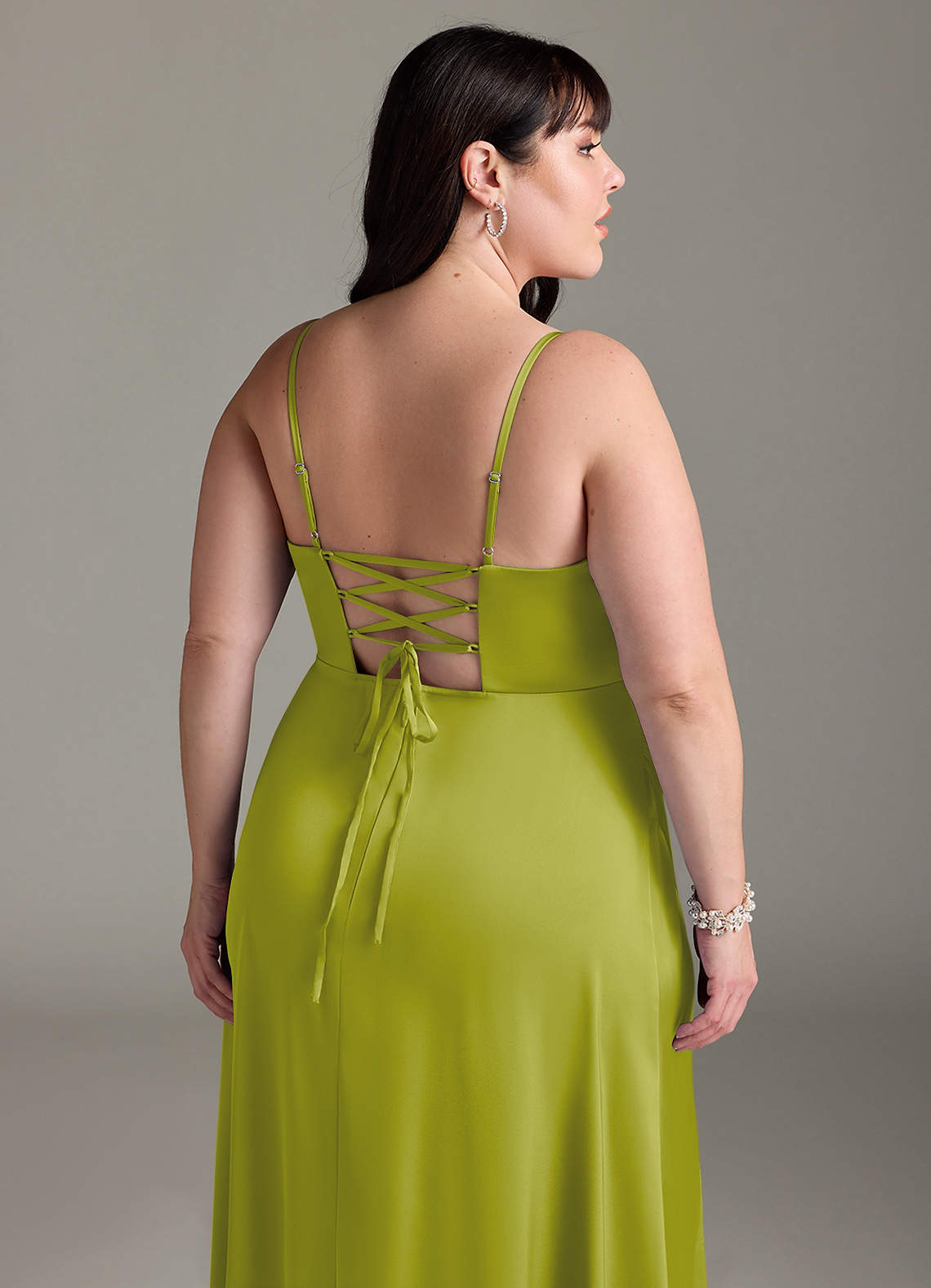 Marchella A-Line V-Neck Stretch Satin Bridesmaid Dress