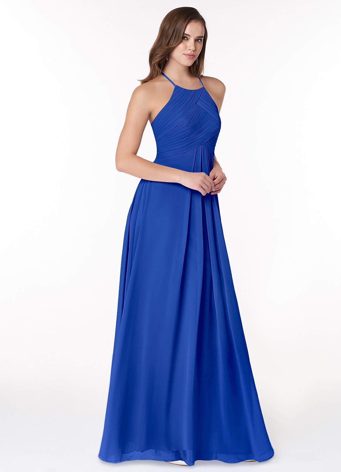 Ginger A-Line Halter Chiffon Bridesmaid Dress in Royal Blue
