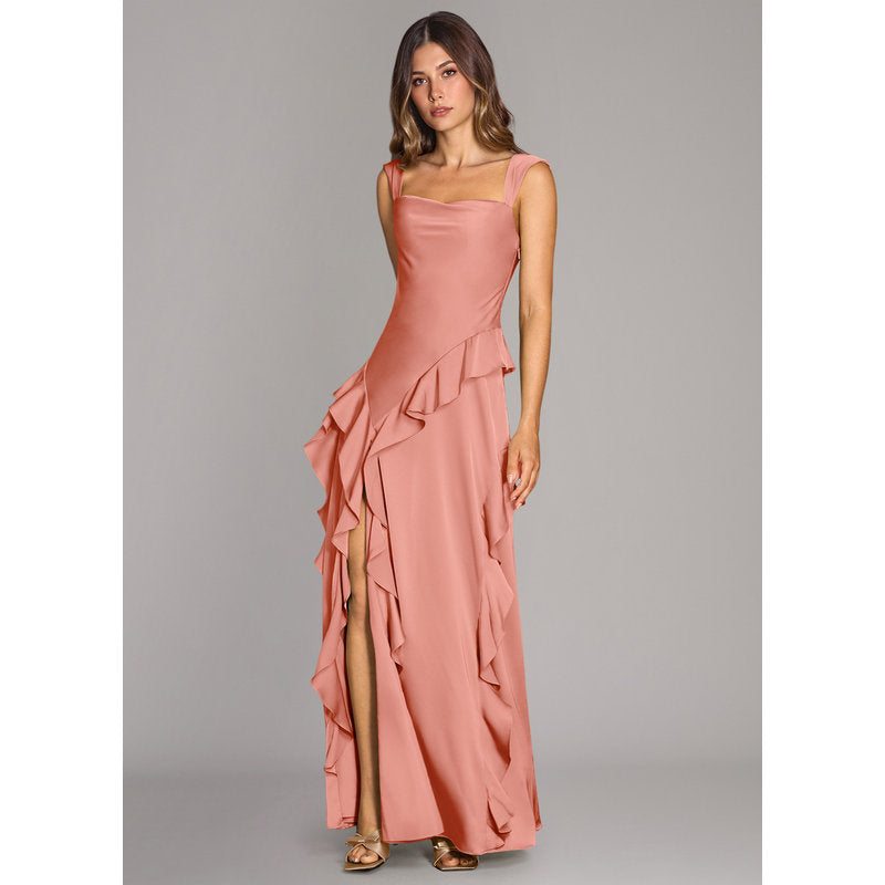 Sloane A-Line Sweetheart Stretch Satin Bridesmaid Dress in Coral - view 4