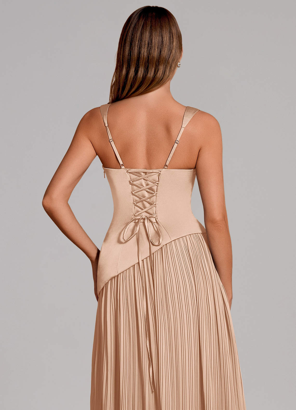 Stephanie A-Line Square-Neck Stretch Satin and Chiffon Bridesmaid Dress in English Rose