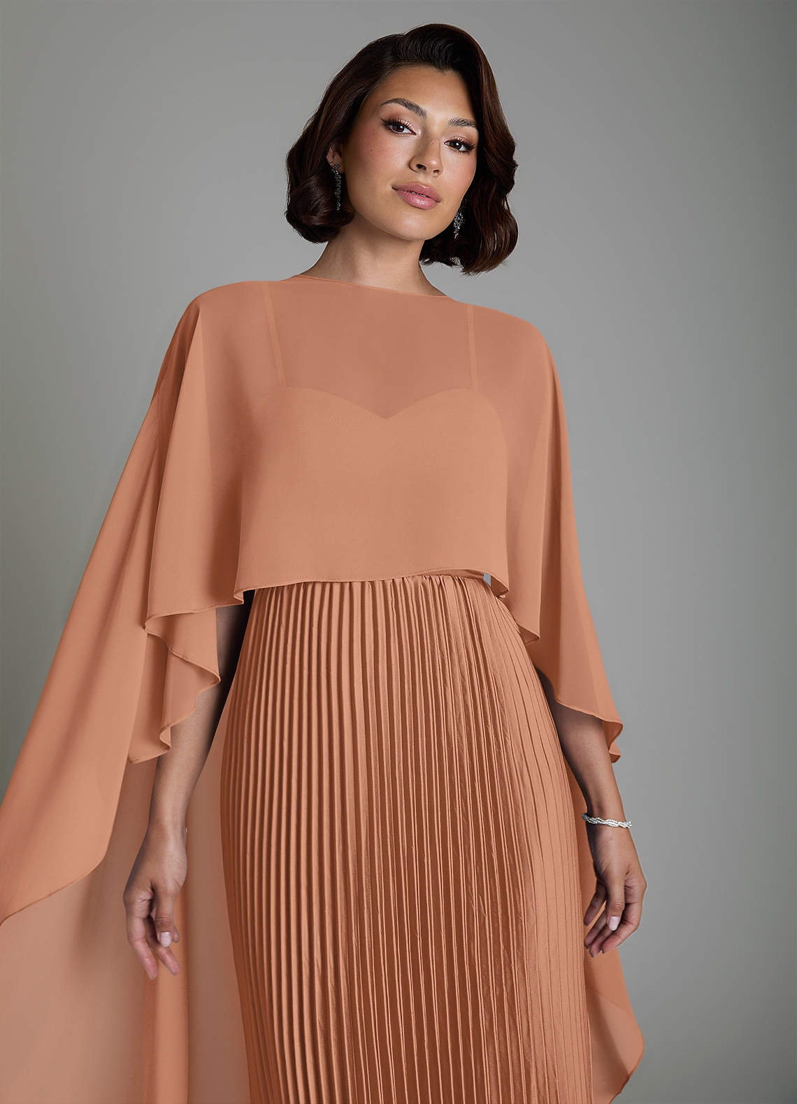 Micah A-Line Sweetheart Stretch Satin and Chiffon Bridesmaid Dress in Bronzer