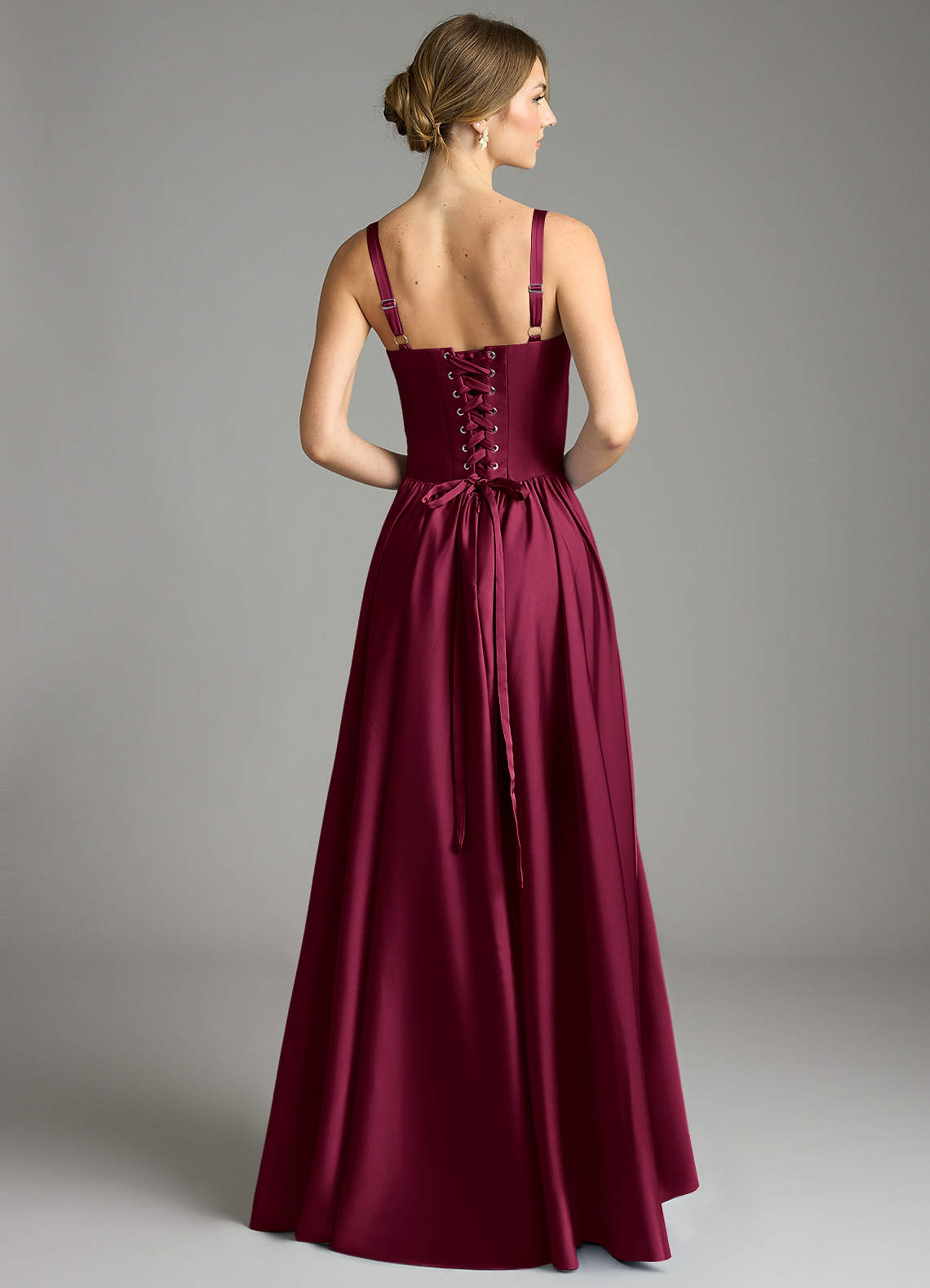 Evadina A-Line Sweetheart Stretch Satin Bridesmaid Dress in Burgundy