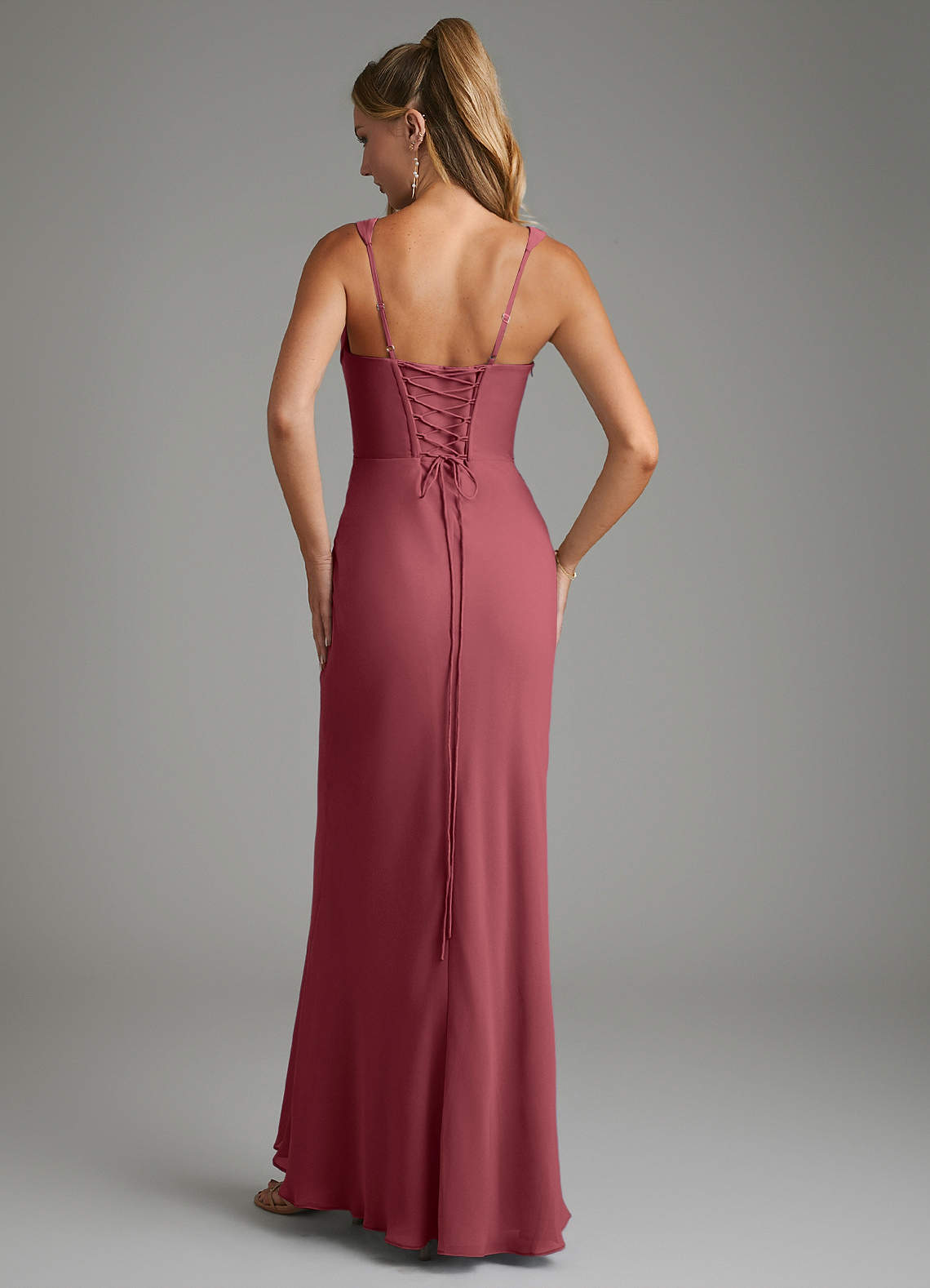 Asa Sheath Square-Neck Chiffon Bridesmaid Dress in Merlot