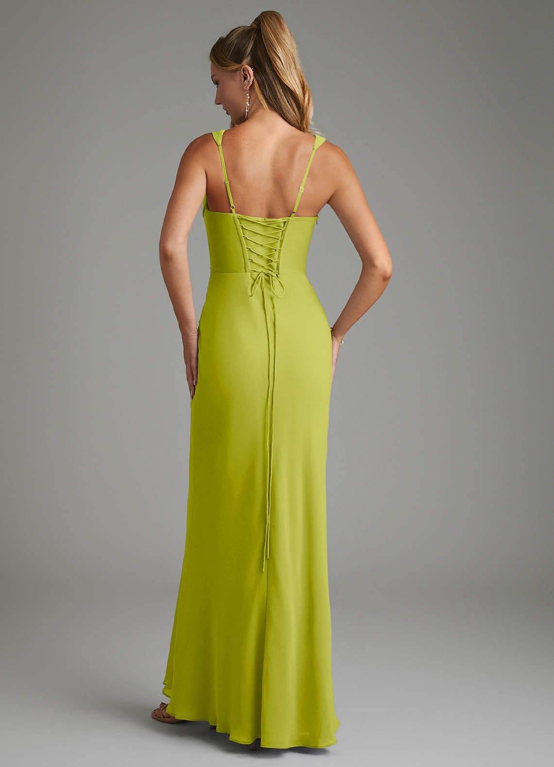 Asa Sheath Square-Neck Chiffon Bridesmaid Dress in Lemongrass