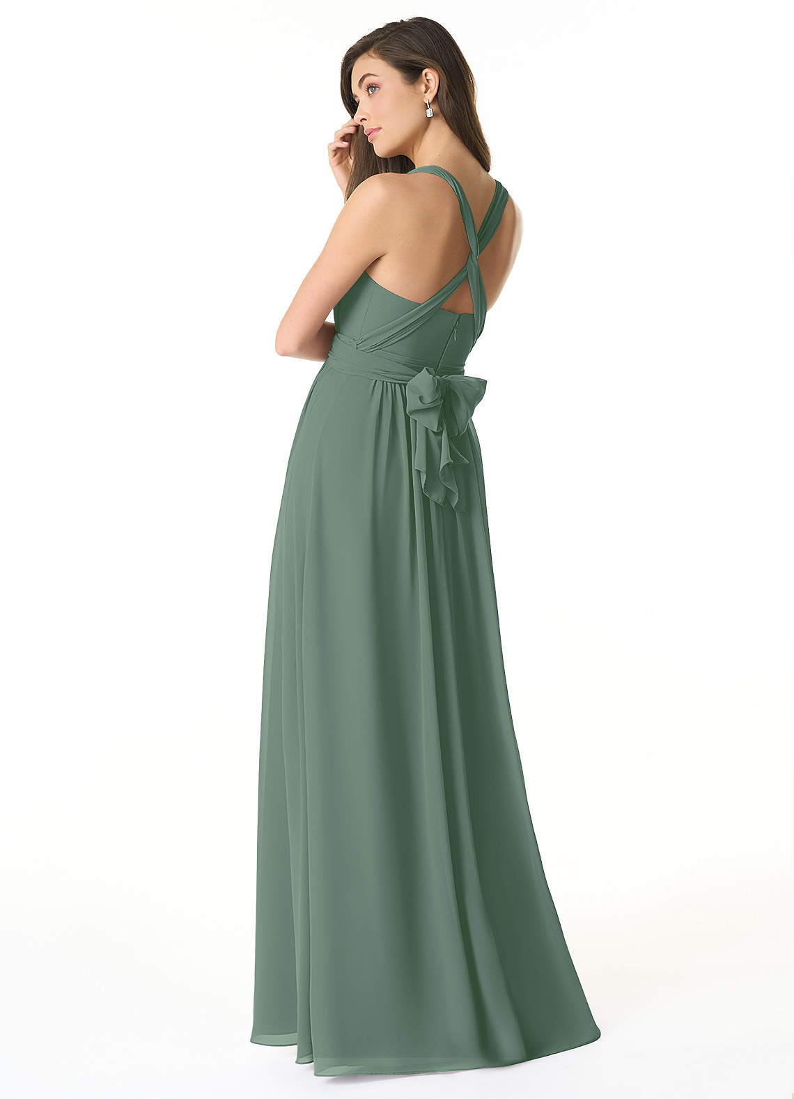 Olani A-Line V-Neck Chiffon Bridesmaid Dress in Eucalyptus