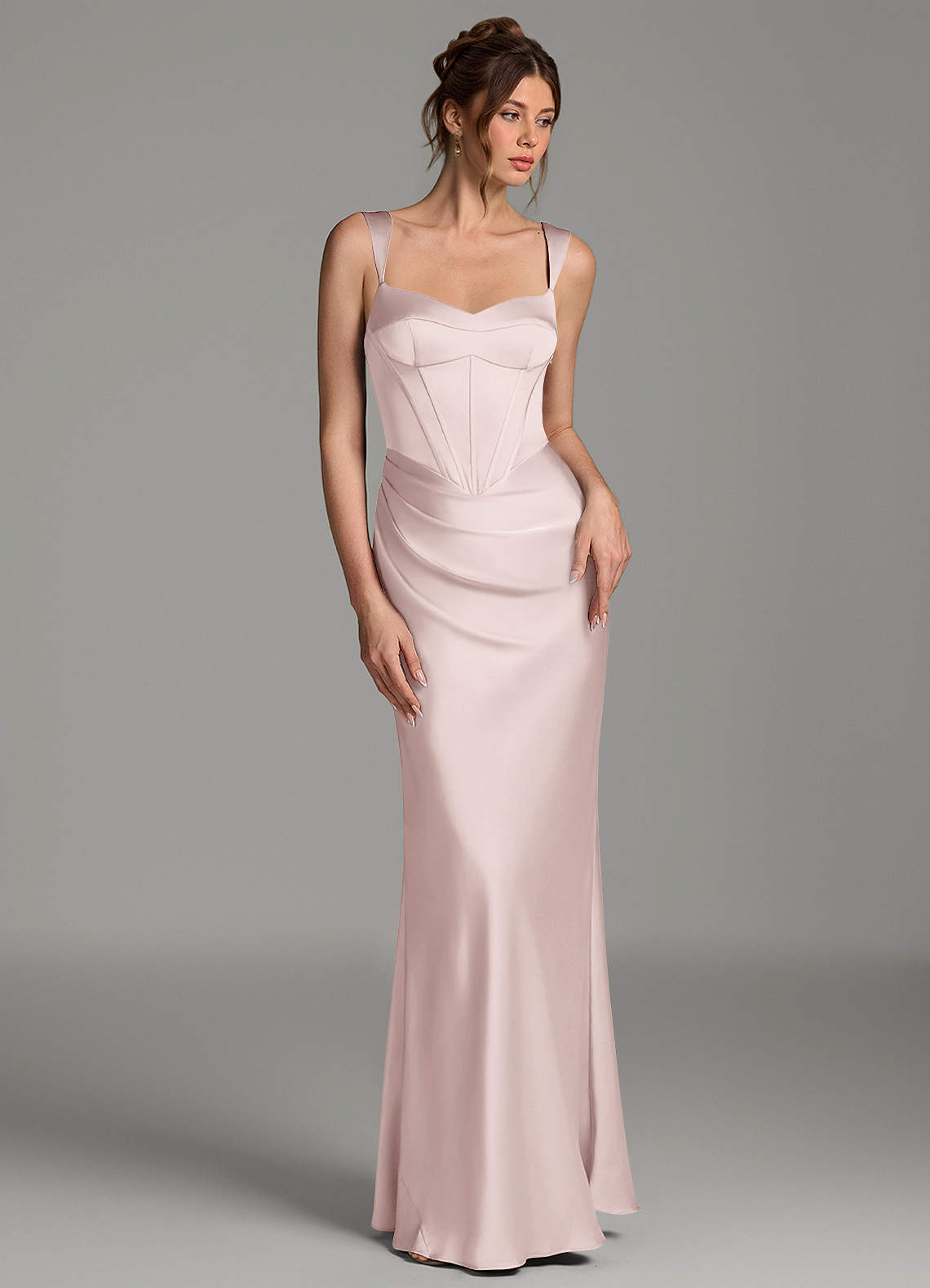 Mela Sheath Sweetheart Stretch Satin Bridesmaid Dress in Blushing Pink