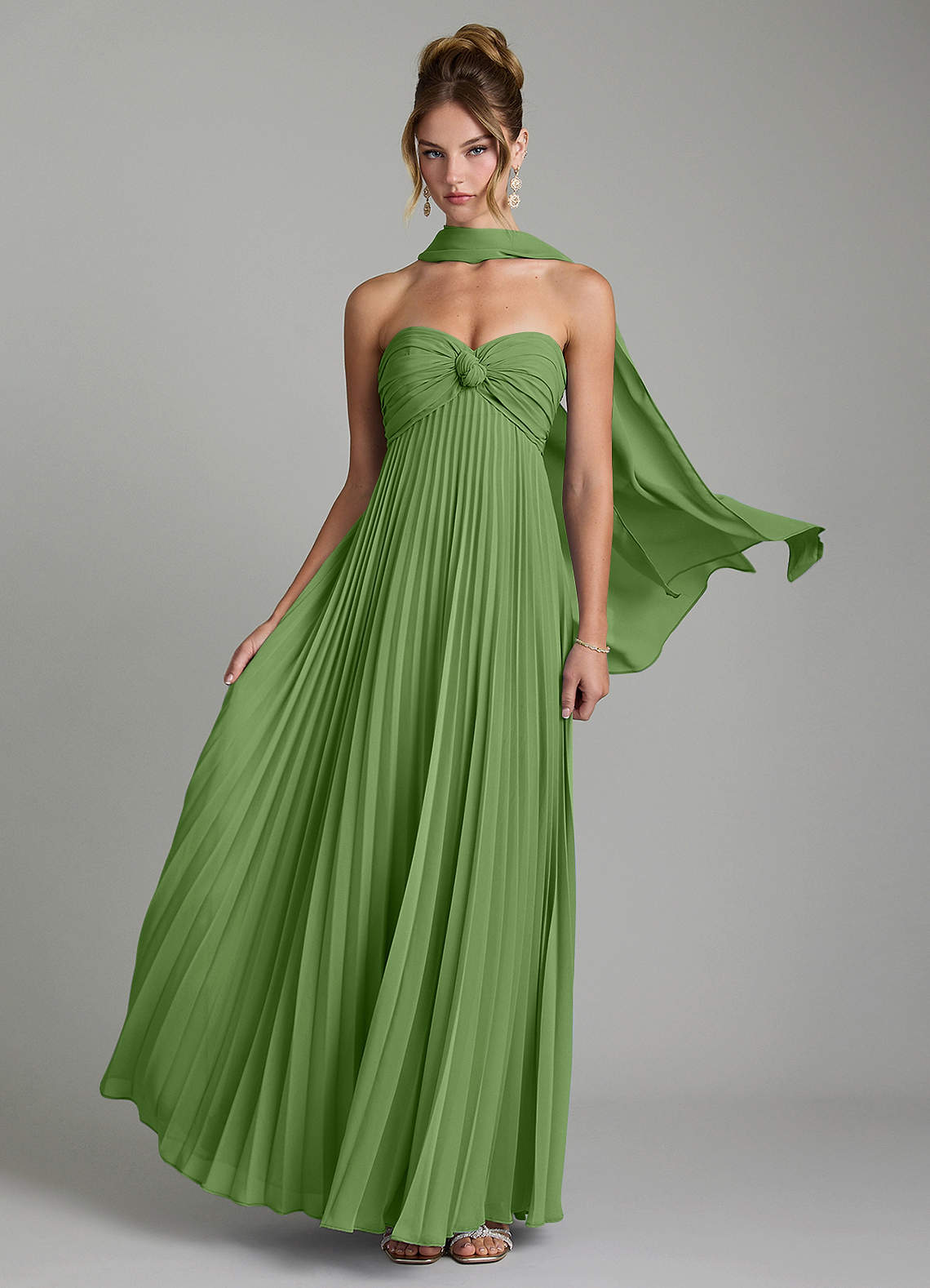 Tempest A-Line Sweetheart Chiffon Bridesmaid Dress in Basil