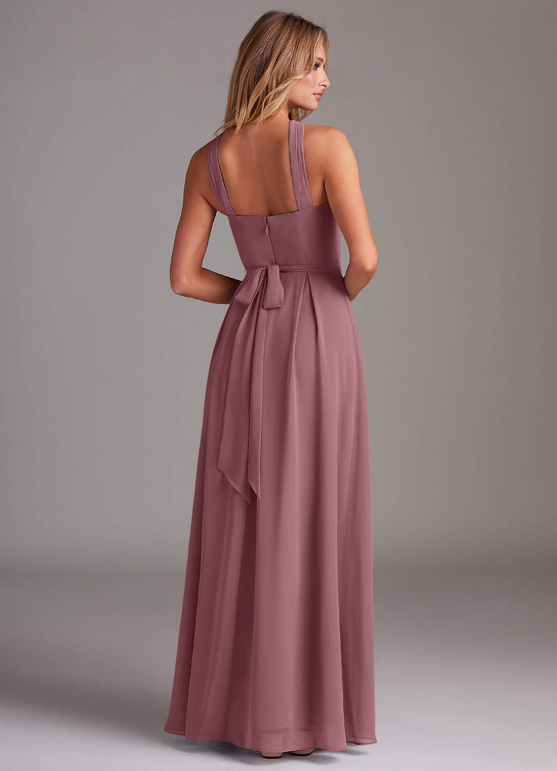 Dixie A-Line Halter Chiffon Bridesmaid Dress in Amethyst