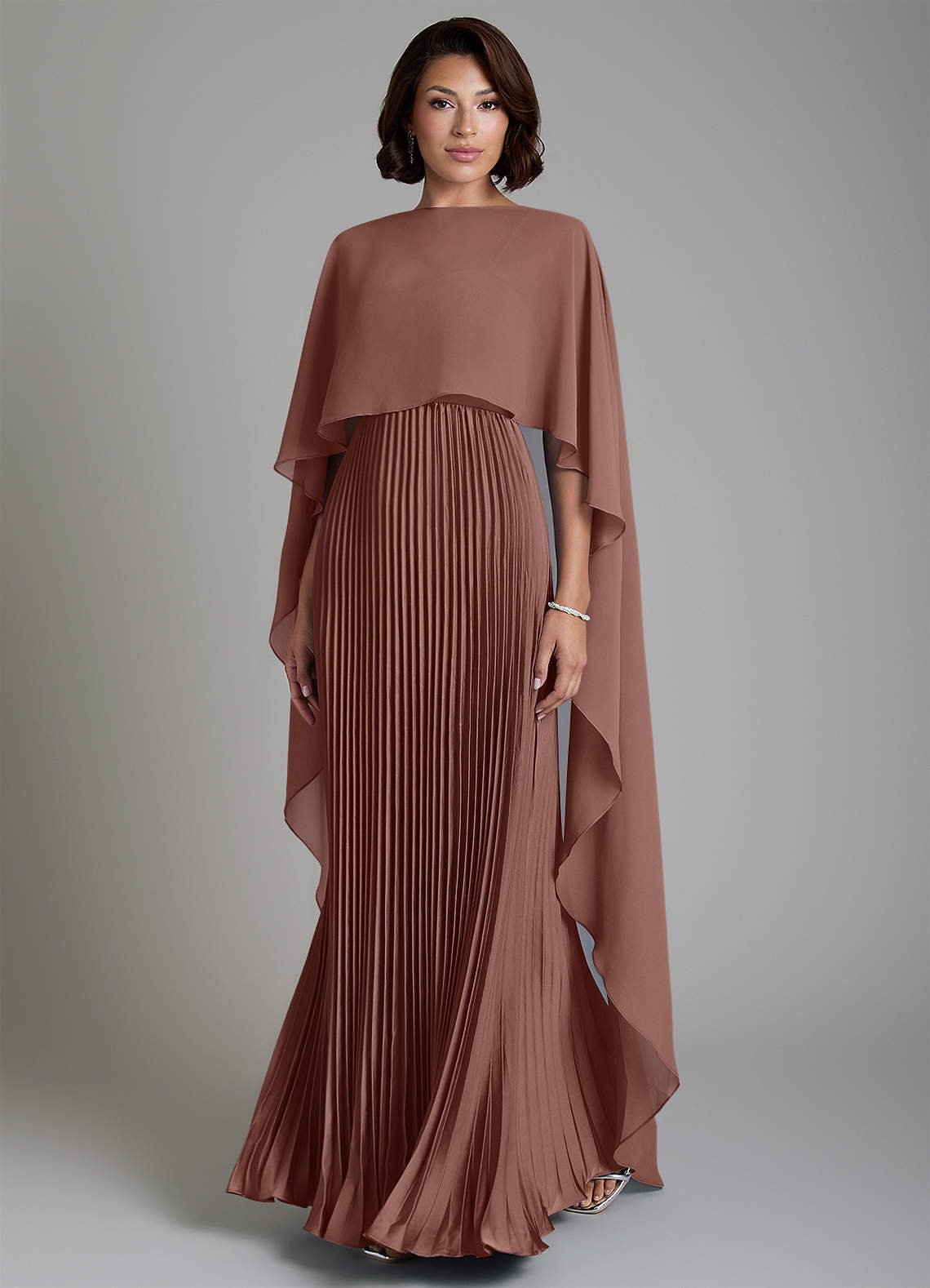Micah A-Line Sweetheart Stretch Satin and Chiffon Bridesmaid Dress in Espresso