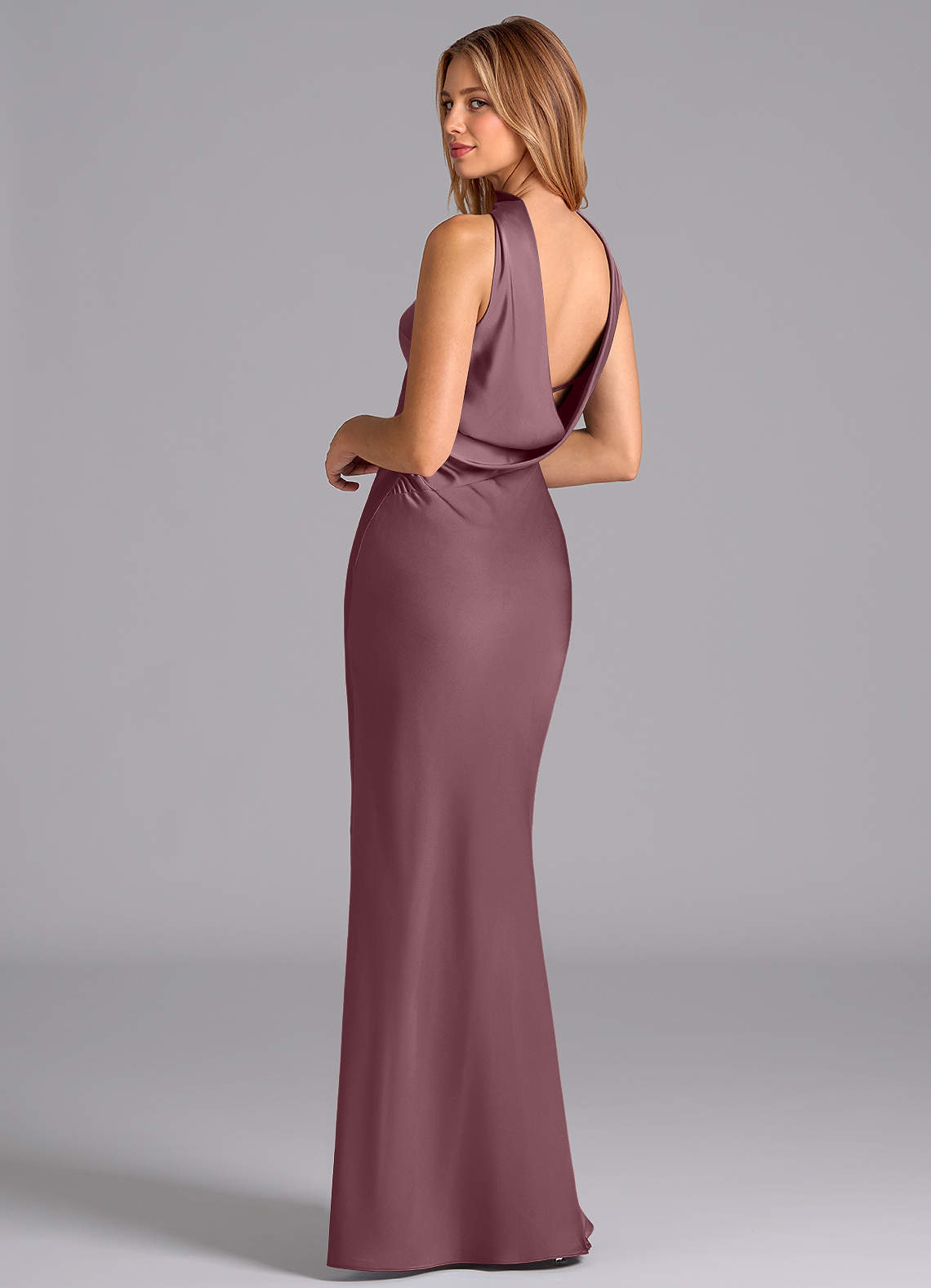 Lusinda Mermaid Strapless Stretch Satin Bridesmaid Dress in Amethyst