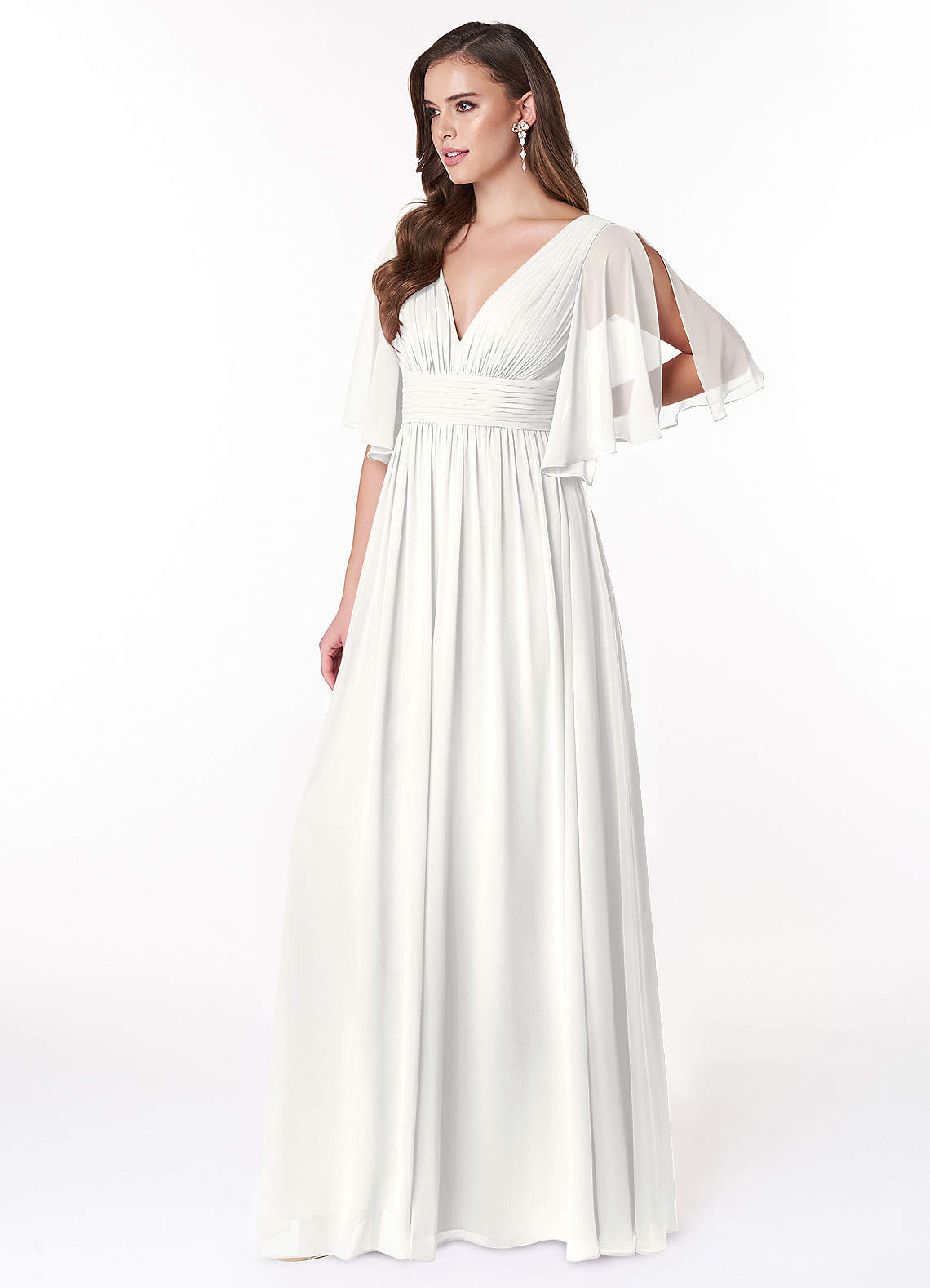 Temeka A-Line V-Neck Chiffon Bridesmaid Dress in white