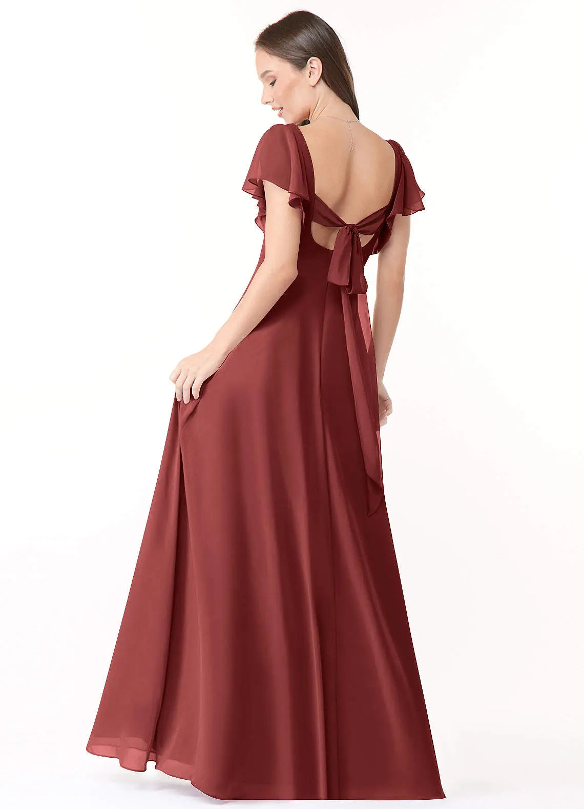 Syenna A-Line V-Neck Chiffon Bridesmaid Dress in Terracotta