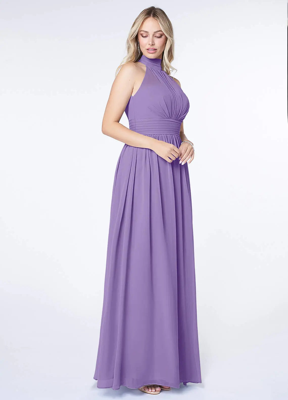Iman A-Line Halter Chiffon Bridesmaid Dress in Tahiti