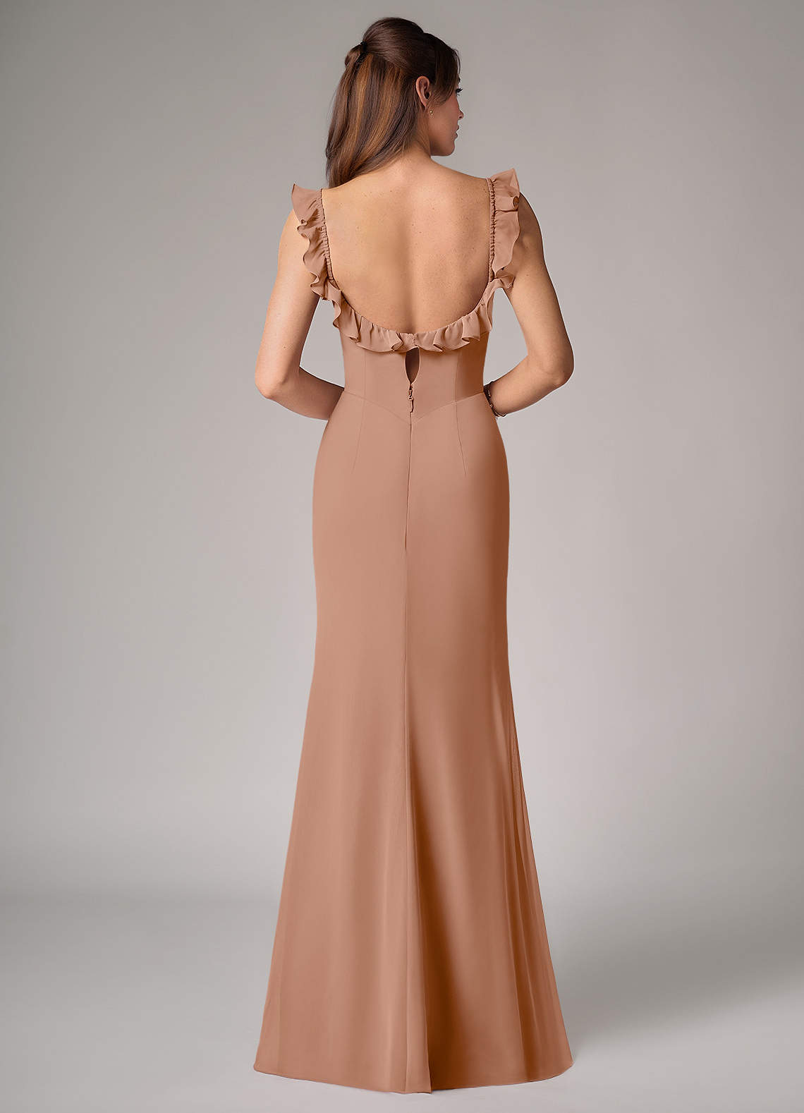 Callie Mermaid Scoop-Neck Chiffon Bridesmaid Dress in Champagne Rose