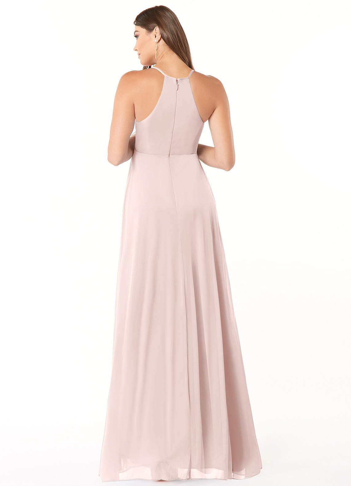 Annabelle A-Line V-Neck Mesh Bridesmaid Dress in Blushing Pink