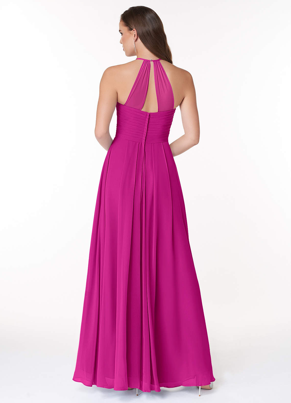 Ginger A-Line Halter Chiffon Bridesmaid Dress in Fuchsia