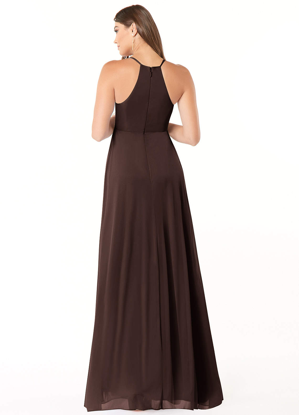Annabelle A-Line V-Neck Mesh Bridesmaid Dress in Ganache