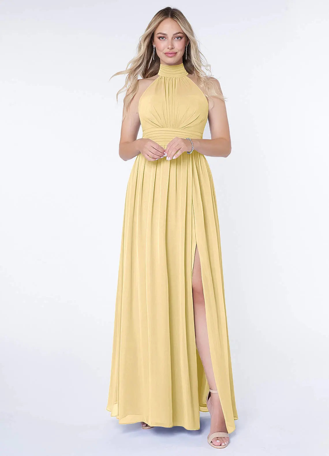 Iman A-Line Halter Chiffon Bridesmaid Dress in Butter