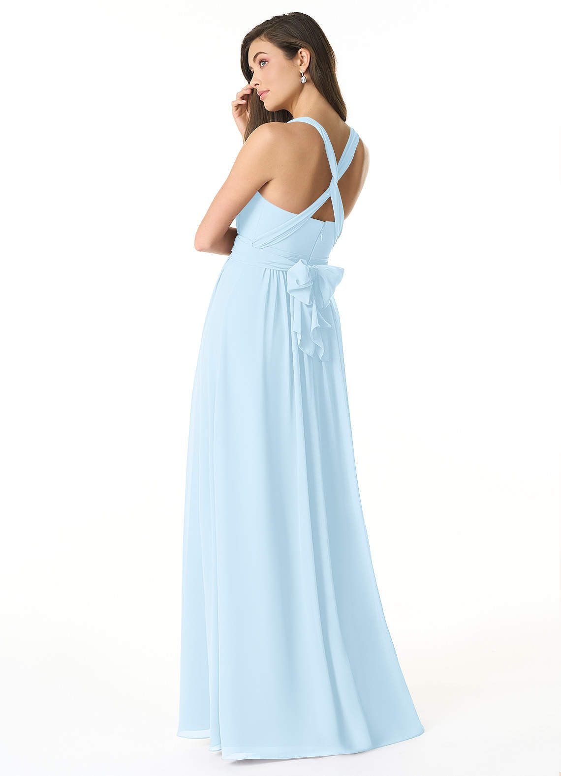 Olani A-Line V-Neck Chiffon Bridesmaid Dress in Sky Blue