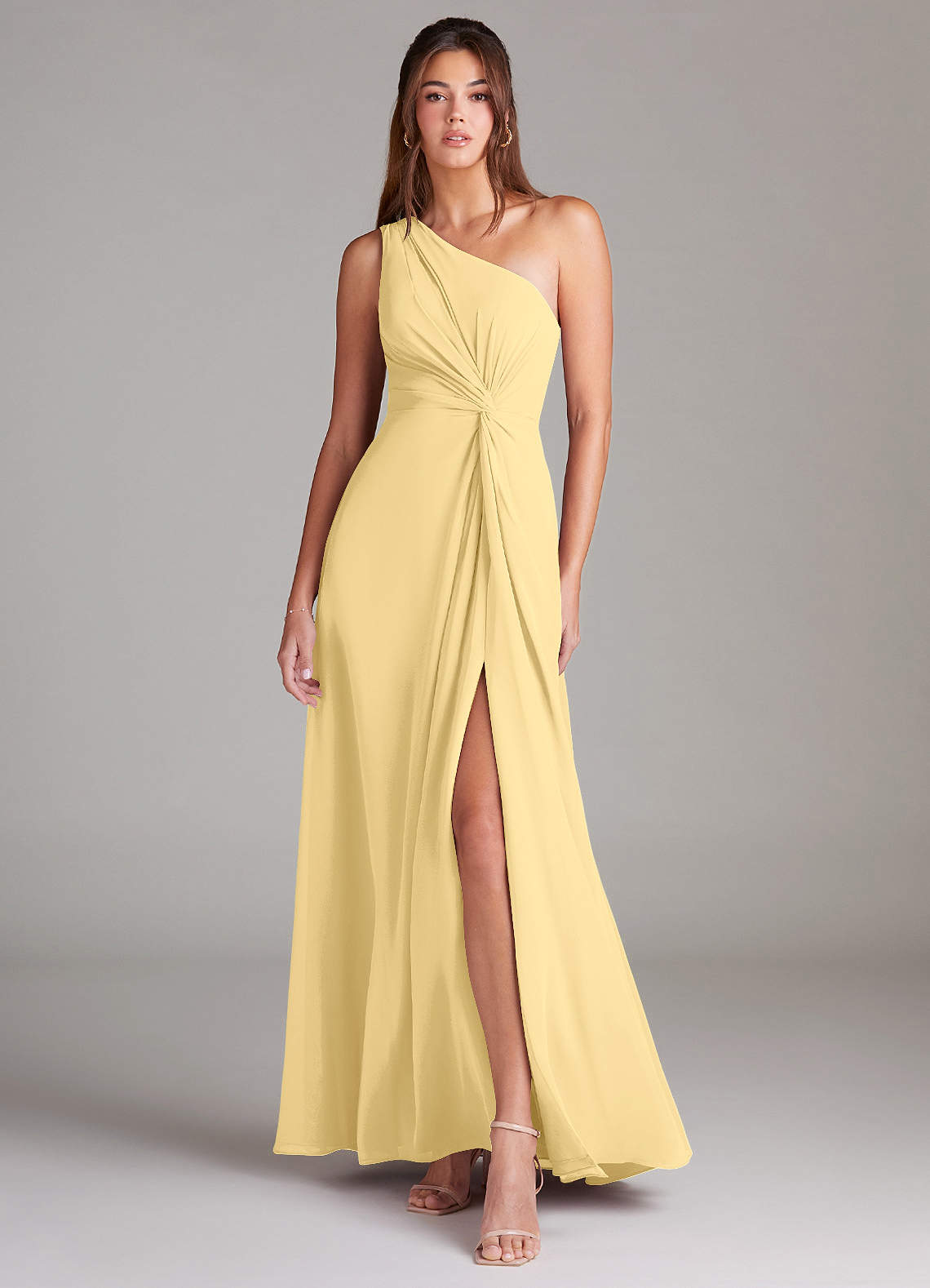 Brooke A-Line One-Shoulder Chiffon Bridesmaid Dress in Butter