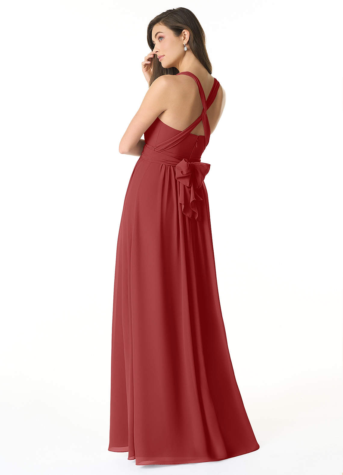 Olani A-Line V-Neck Chiffon Bridesmaid Dress in Rust