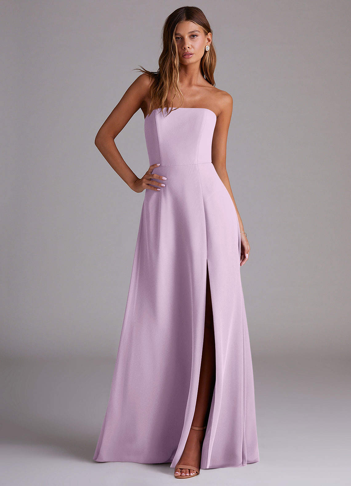 Wren A-Line Straight-Neck Chiffon Bridesmaid Dress in Frosted Lilac