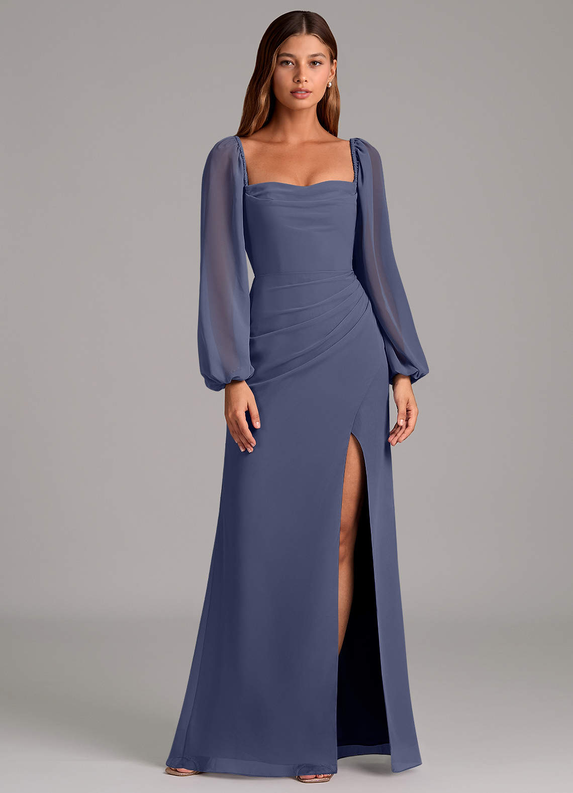 Brixley Mermaid Sweetheart Chiffon Bridesmaid Dress in Stormy